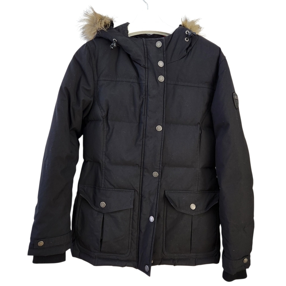 ECKORED black faux-fur hood puffer parka m